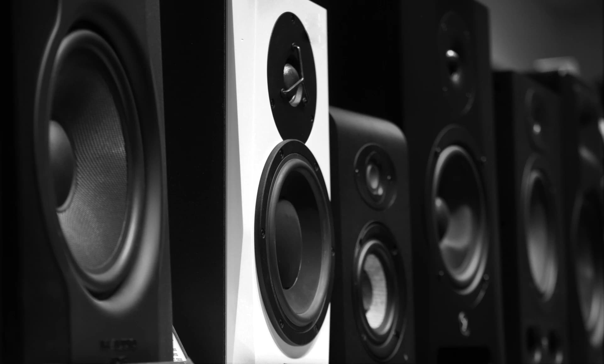High-quality speakers lined up